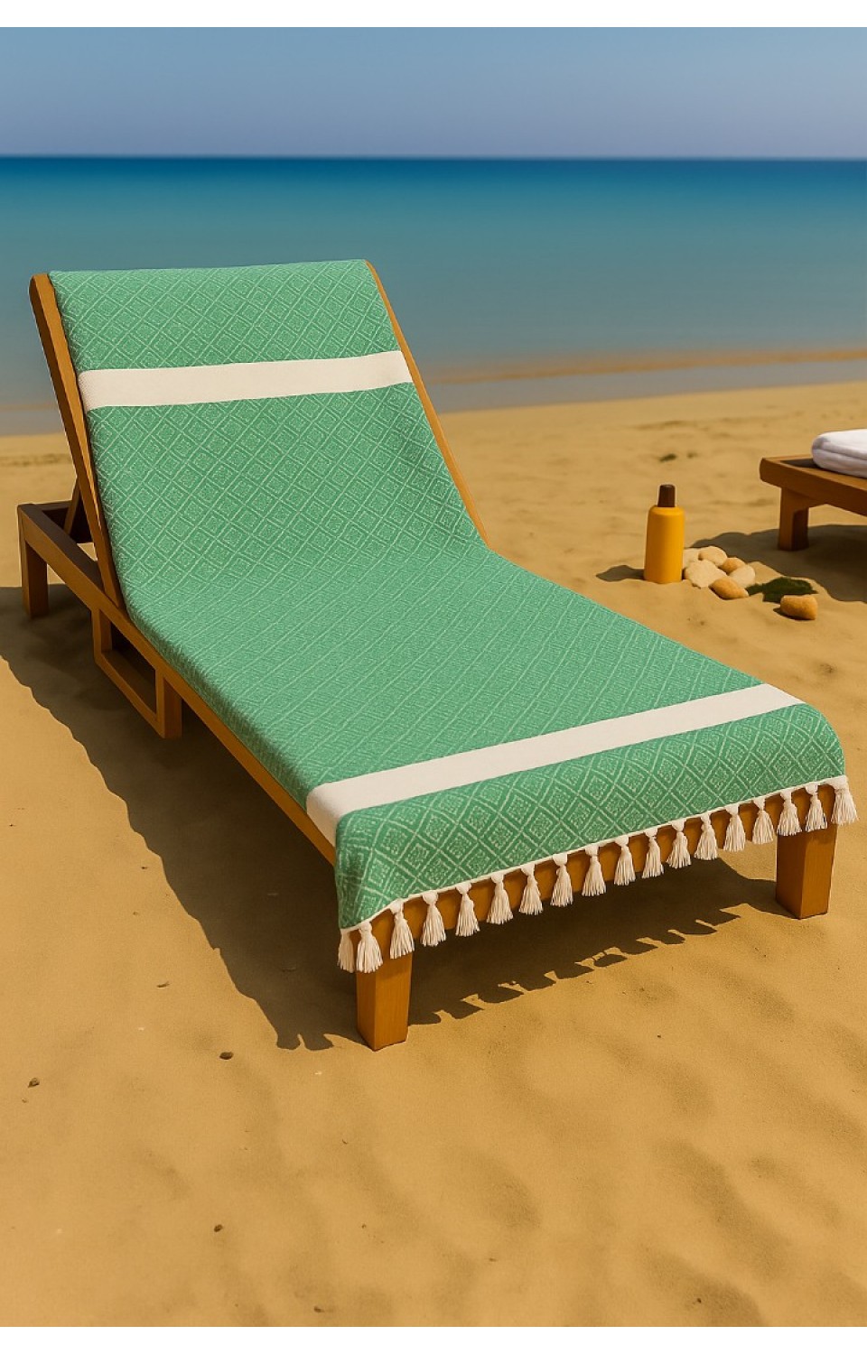 Elmas Desen %100 Pamuk 100 x 180 cm Peştemal Plaj Banyo Havlusu Yeşil