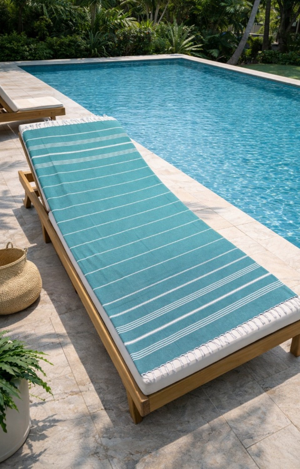 Çizgili %100 Pamuk 90x180 cm Peştemal Plaj Banyo Havlusu Yeşil