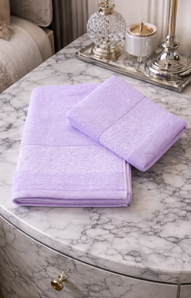 %70 Bambu %30 Pamuk İpinden 1 Adet 50x90cm 1 Adet 70x140cm Kadın Erkek Banyo Havlusu Lila
