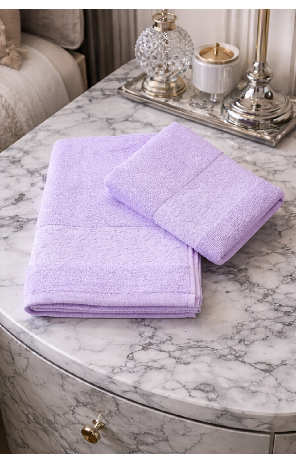 %70 Bambu %30 Pamuk İpinden 1 Adet 50x90cm 1 Adet 70x140cm Kadın Erkek Banyo Havlusu Lila