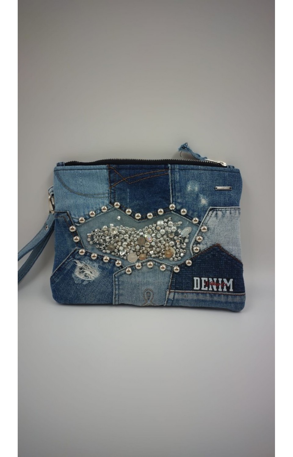 Boncuk Detaylı Özel Tasarım Denim El Çanta