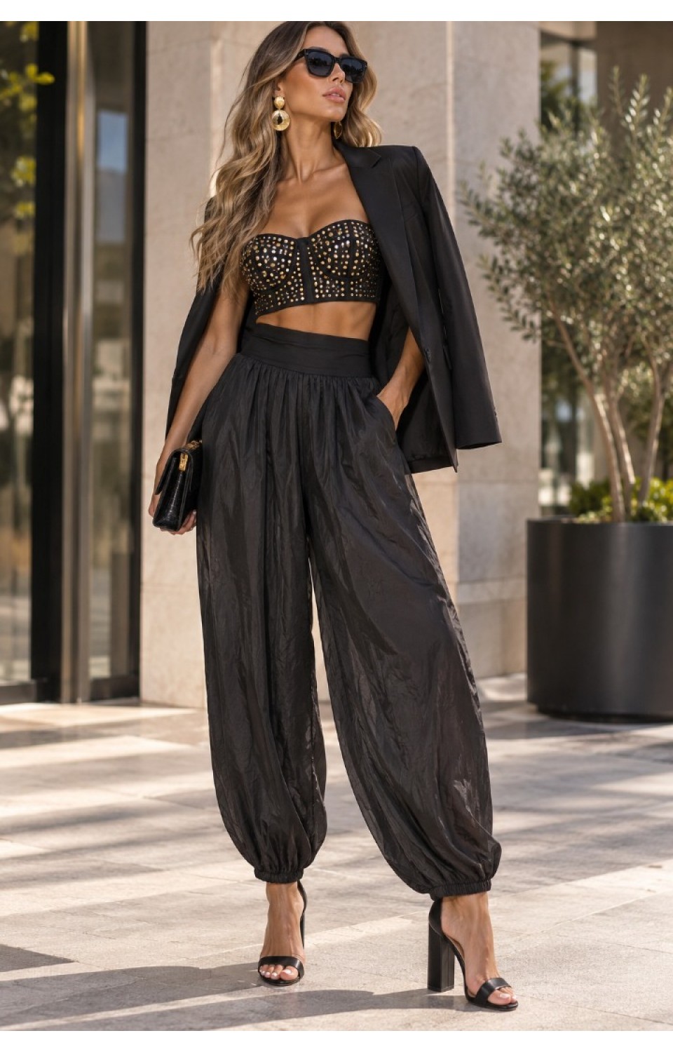 Kadın Viscon Şalvar Pantalon Siyah