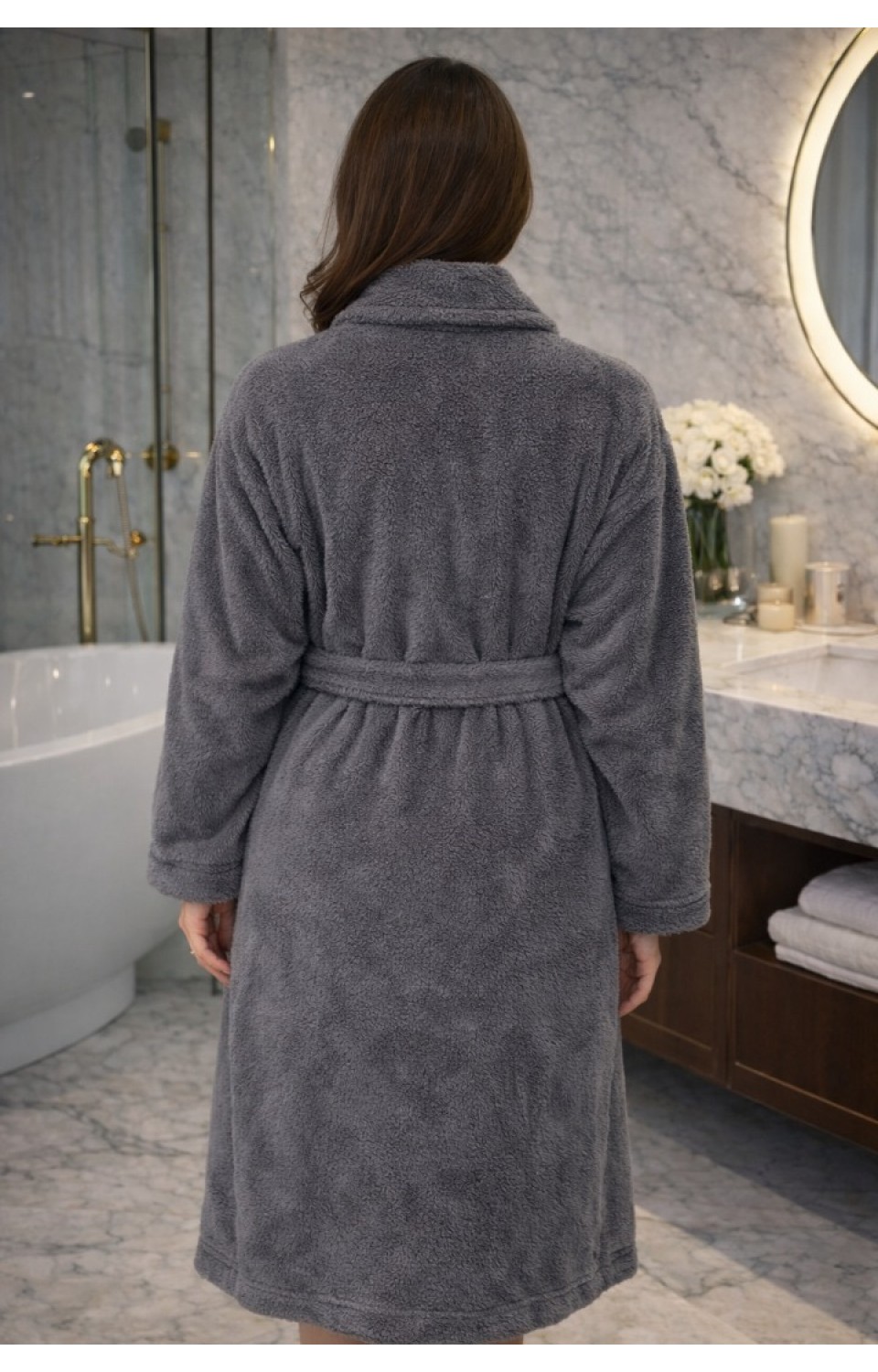 Şal Yaka Cepli %100 Doğal Pamuktan Üretilme Yumuşak Dokulu Bornoz