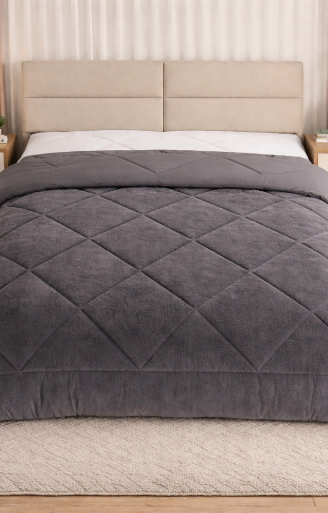 Çift Taraflı Welsoft 195 x 215 cm Çift Kişilik Yorgan Antrasit