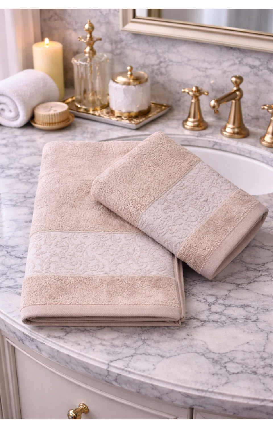 %70 Bambu %30 Pamuk İpinden 1 Adet 50x90cm 1 Adet 70x140cm Kadın Erkek Banyo Havlusu Açık Kahve