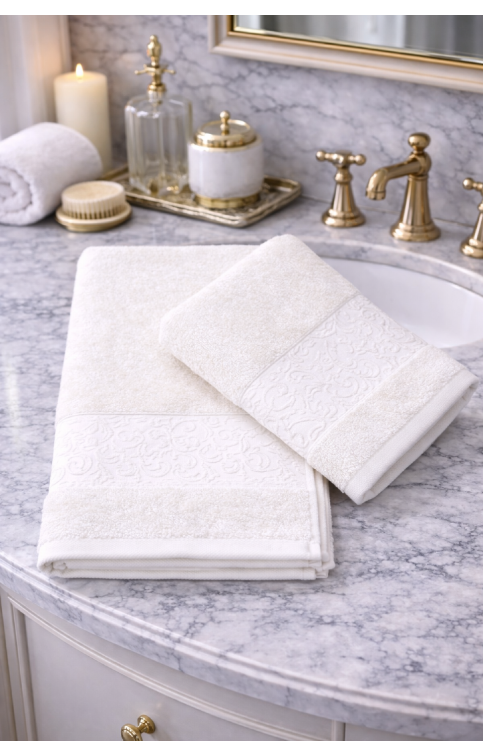 %70 Bambu %30 Pamuk İpinden 1 Adet 50x90cm 1 Adet 70x140cm Kadın Erkek Banyo Havlusu Krem