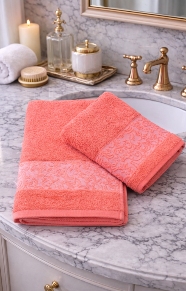 %70 Bambu %30 Pamuk İpinden 1 Adet 50x90cm 1 Adet 70x140cm Kadın Erkek Banyo Havlusu Turuncu