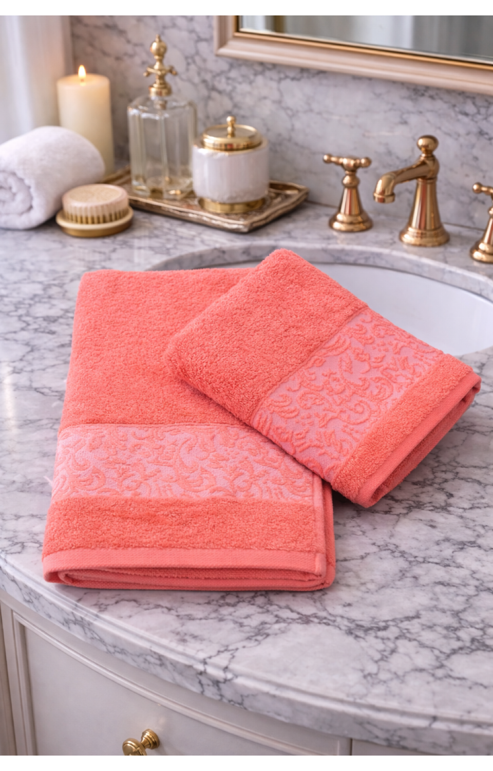 %70 Bambu %30 Pamuk İpinden 1 Adet 50x90cm 1 Adet 70x140cm Kadın Erkek Banyo Havlusu Turuncu