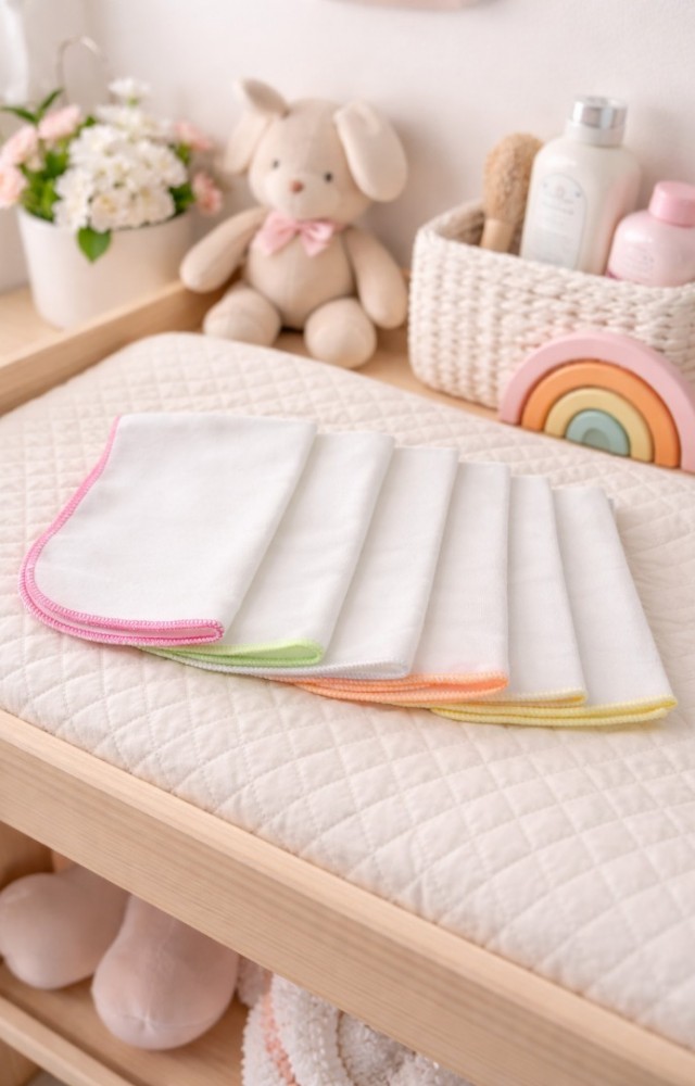 12 Adet %100 Pamuk 24x24 cm Yumuşak Doku Bebek Ağız Bezi