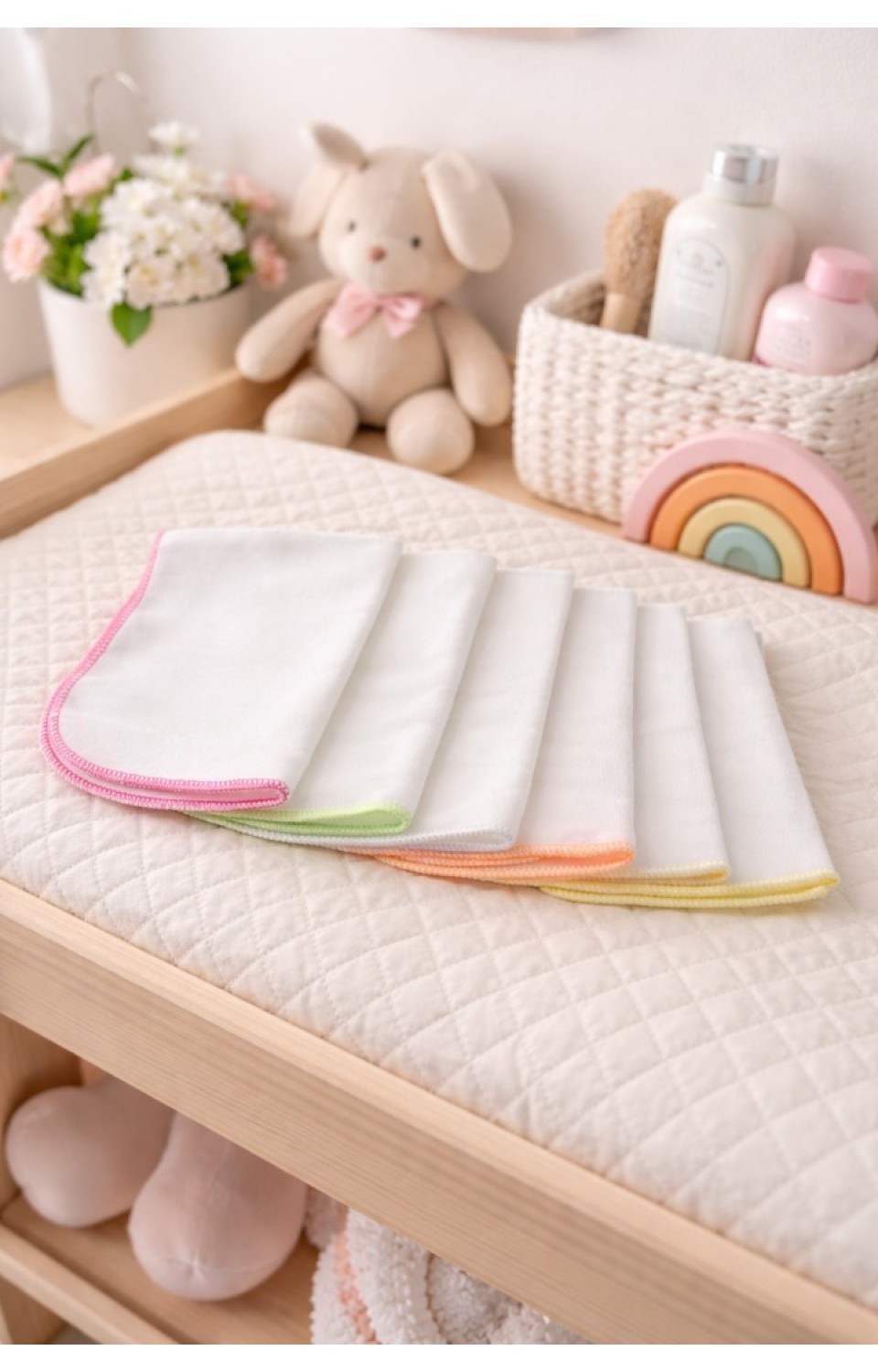 12 Adet %100 Pamuk 24x24 cm Yumuşak Doku Bebek Ağız Bezi