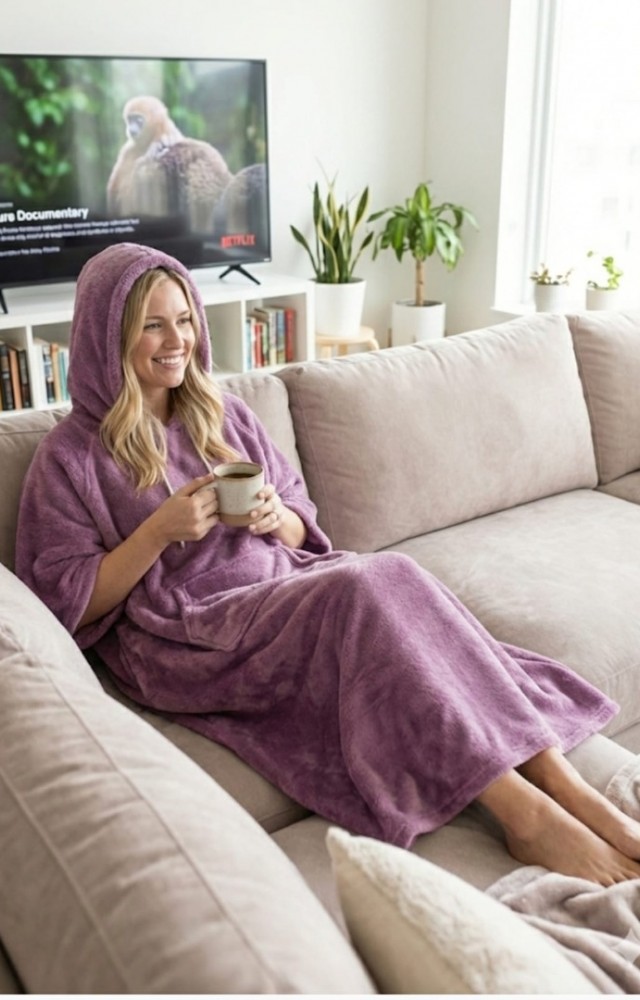 Giyilebilir Ev Battaniyesi Yumuşak Dokusuyla Sıcak Tutar