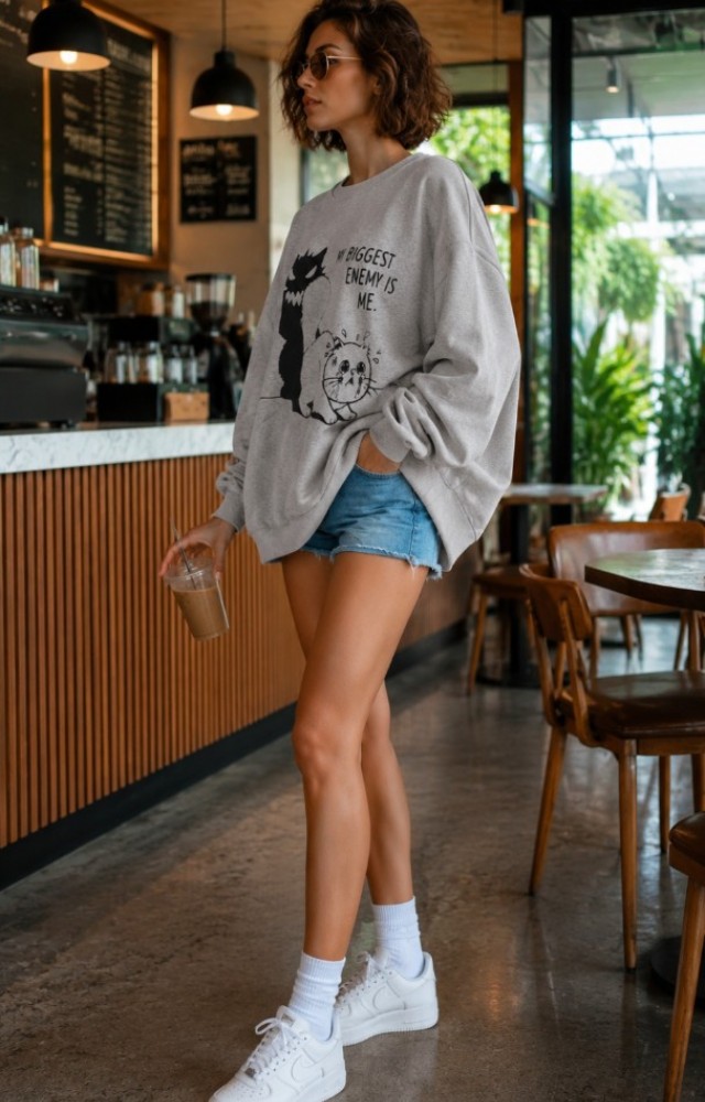 Bisiklet Yaka 3 İplik Yüksek Kaliteli Unisex Kadın Erkek Sweatshirt
