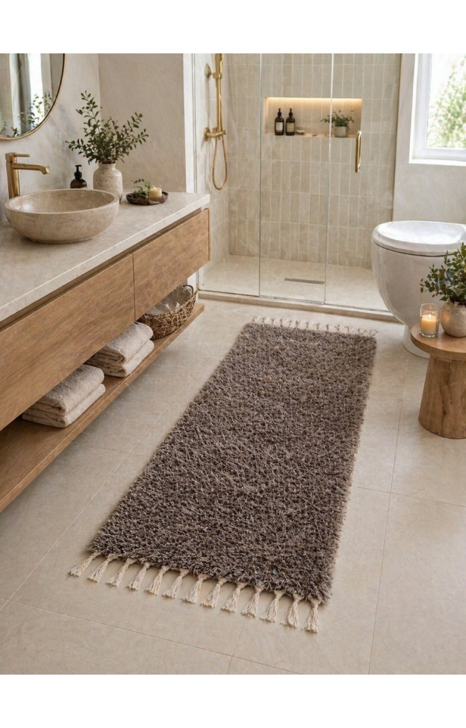 El Dokuma Bambu Viskon Yumuşak İplik 70x140 cm Peluş Halı Paspas Açık Kahve El Dokuma Bambu Viskon Yumuşak İplik 70x140 cm Peluş Halı Paspas Açık Kahve