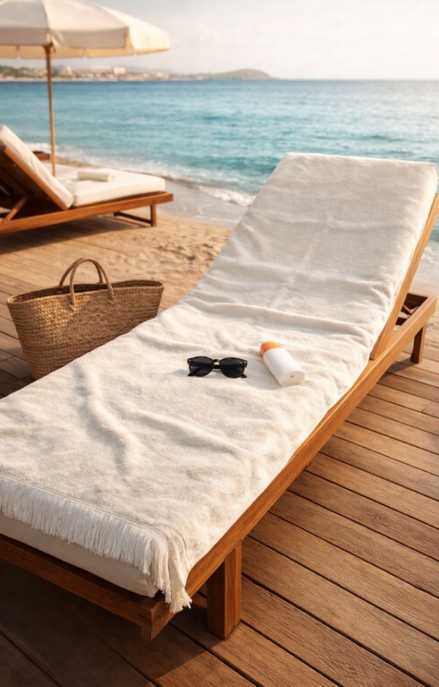 Pamuk Şezlong Havlusu 90x150cm Denizde Plajda Kullanıma Uygun Çabuk Kuruyan Büyük Boy Banyo Havlusu
