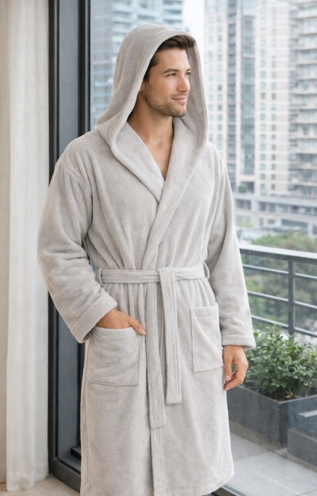 Bambu Penye İplik Yumuşak Dokulu Su Emiciliği Yüksek Unisex Kadın Erkek Bornoz