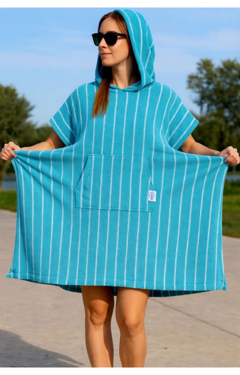 Kapüşonlu Cepli %100 Pamuk Unisex Panço (100 Boy-100En)