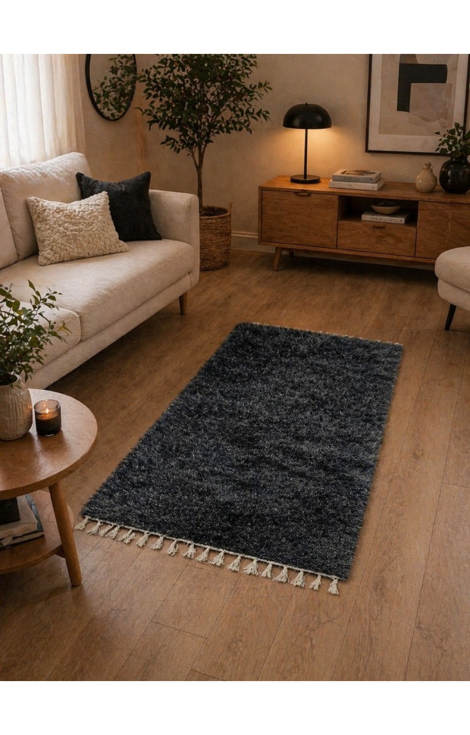 El Dokuma Bambu Viskon Yumuşak İplik 70x140 cm Peluş Halı Paspas Siyah El Dokuma Bambu Viskon Yumuşak İplik 70x140 cm Peluş Halı Paspas Siyah