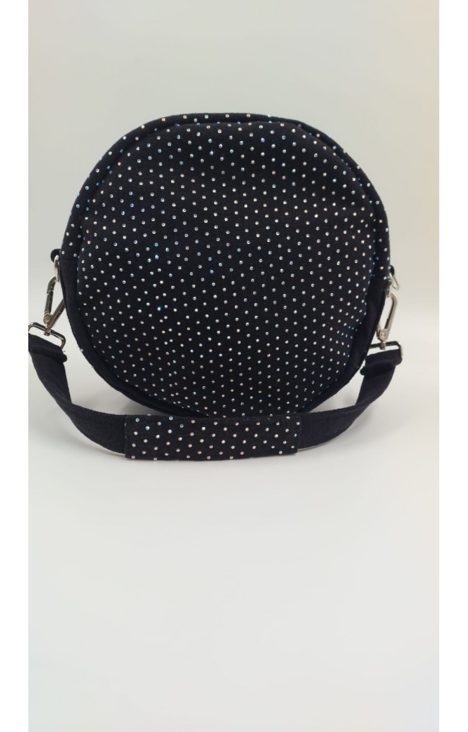 Taş İşlemeli Yuvarlak Özel Tasarım Denim Çanta