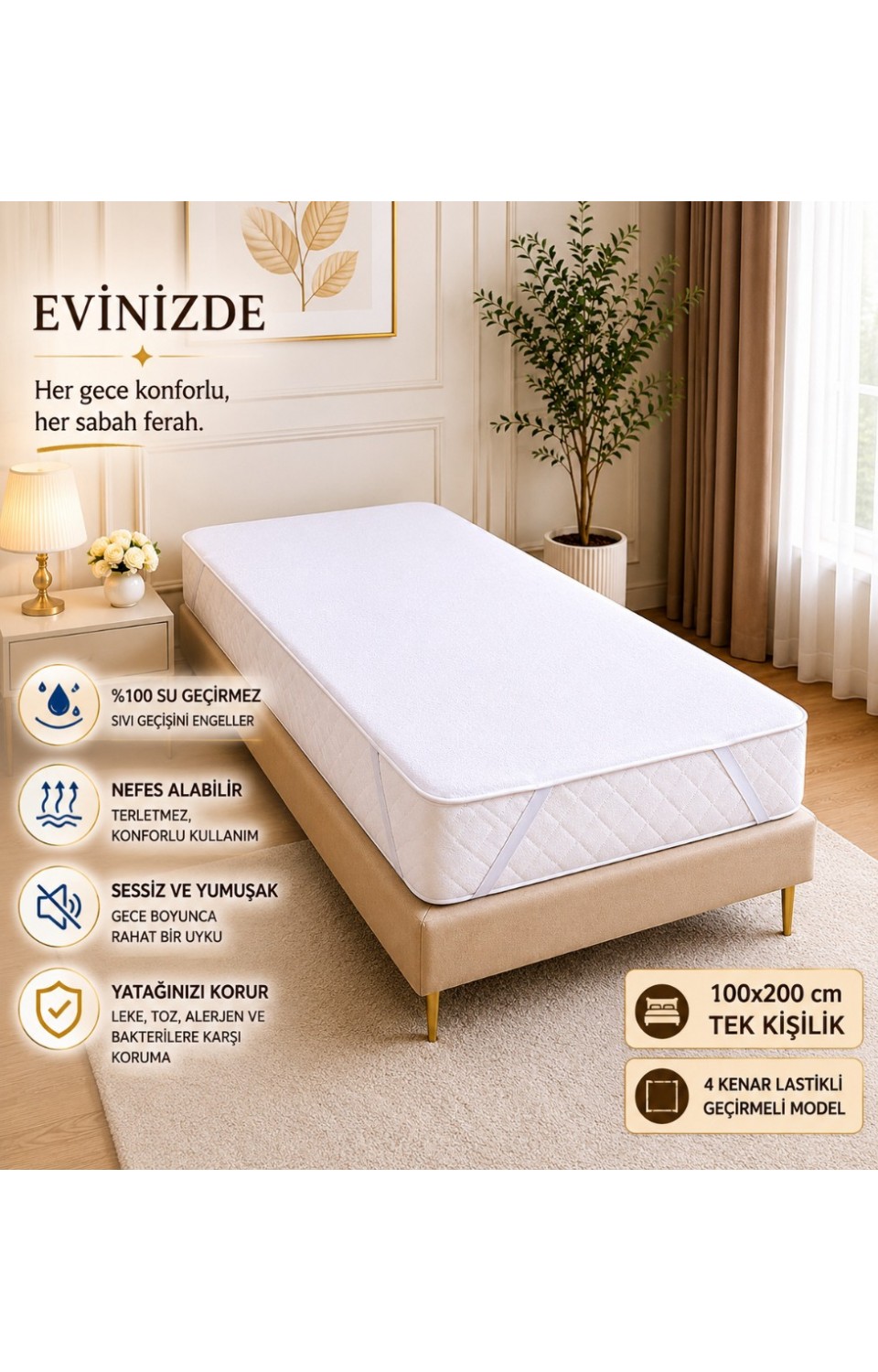 100x200 cm Üstü Örme Havlu Kumaş Alt PU Dört Kenar Lastikli Tek Kişilik Sıvı Geçirmez Yatak Koruyucu Alez 100x200 cm Üstü Örme Havlu Kumaş Alt PU Dört Kenar Lastikli Tek Kişilik Sıvı Geçirmez Yatak Koruyucu Alez