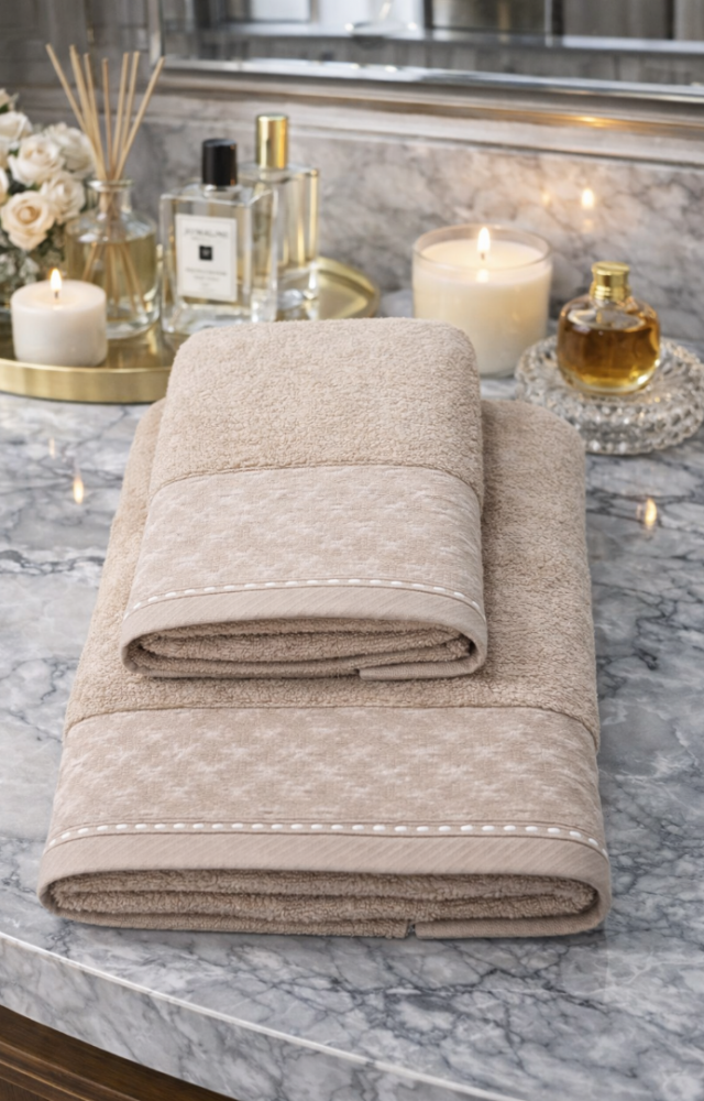 Yüksek Su Emici Microcotton İplik 1 Adet 50x90cm 1 Adet 70x140 cm Havlu Seti Açık Kahve