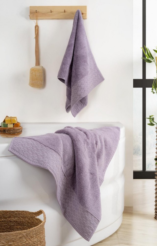 Yüksek Su Emici Microcotton İplik 1 Adet 50x90cm 1 Adet 70x140 cm Havlu Seti Lila