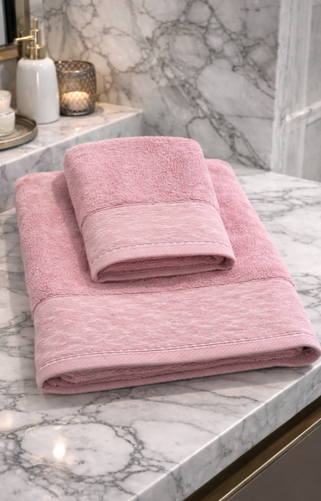 Yüksek Su Emici Microcotton İplik 1 Adet 50x90cm 1 Adet 70x140 cm Havlu Seti Pembe