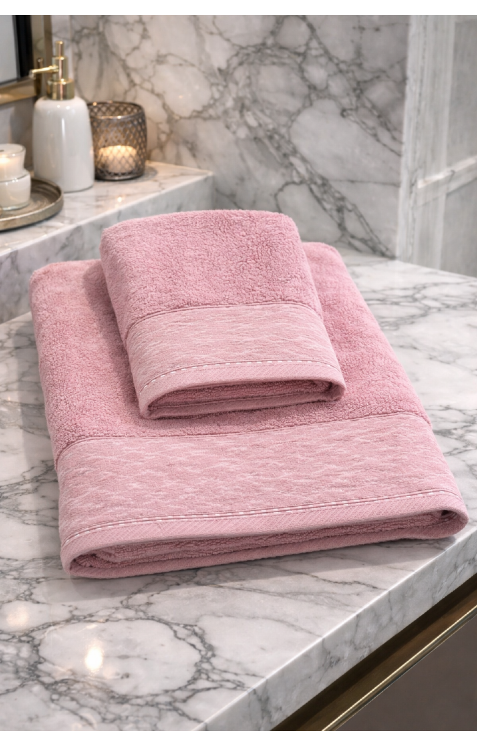 Yüksek Su Emici Microcotton İplik 1 Adet 50x90cm 1 Adet 70x140 cm Havlu Seti Pembe