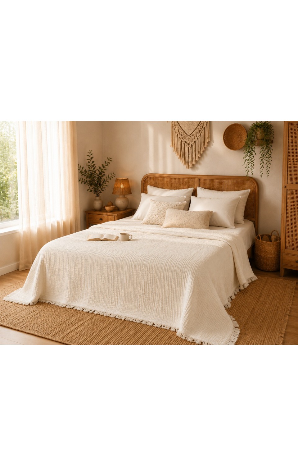 Müslin Doğal Pamuk Penye İpinden Üretilme %100 Pamuk 260x280cm Battal Boy Yatak Örtüsü Pike Krem Müslin Doğal Pamuk Penye İpinden Üretilme %100 Pamuk 260x280cm Battal Boy Yatak Örtüsü Pike Krem