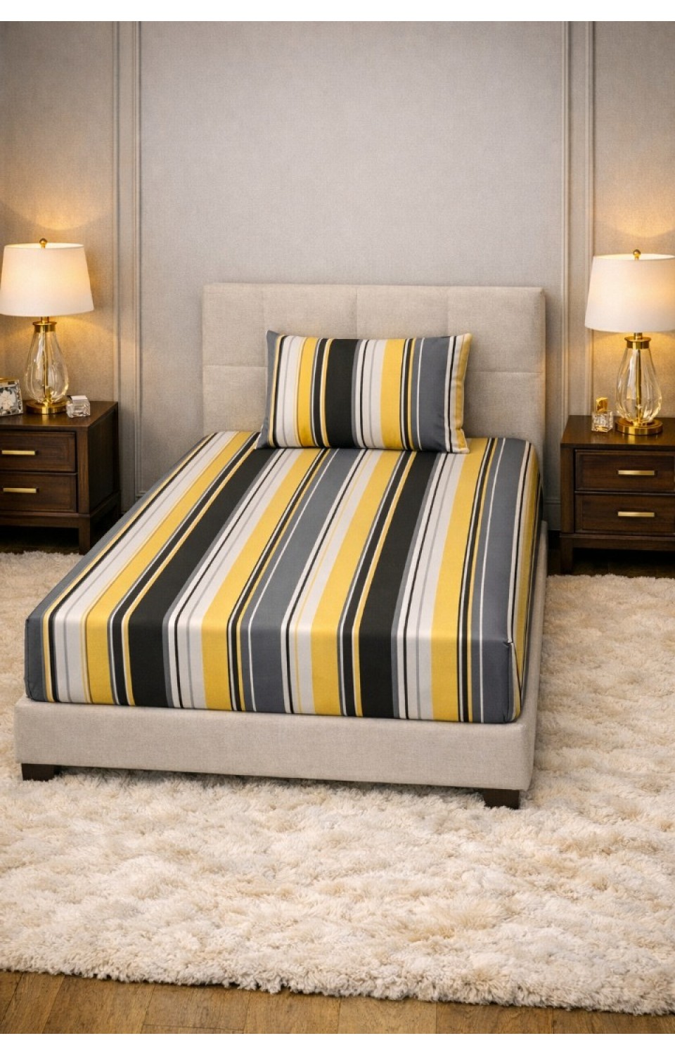 Çizgili 1 Adet Lastikli Çarşaf 1 Adet Yastık Kılıfı Penye Tek Kişilik Çarşaf Takımı Çizgili 1 Adet Lastikli Çarşaf 1 Adet Yastık Kılıfı Penye Tek Kişilik Çarşaf Takımı