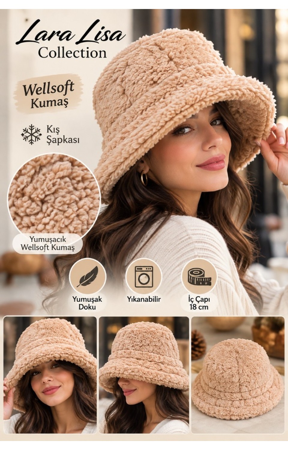 Yüksek Kalite Premium Wellsoft Şapka Bej Yüksek Kalite Premium Wellsoft Şapka Bej