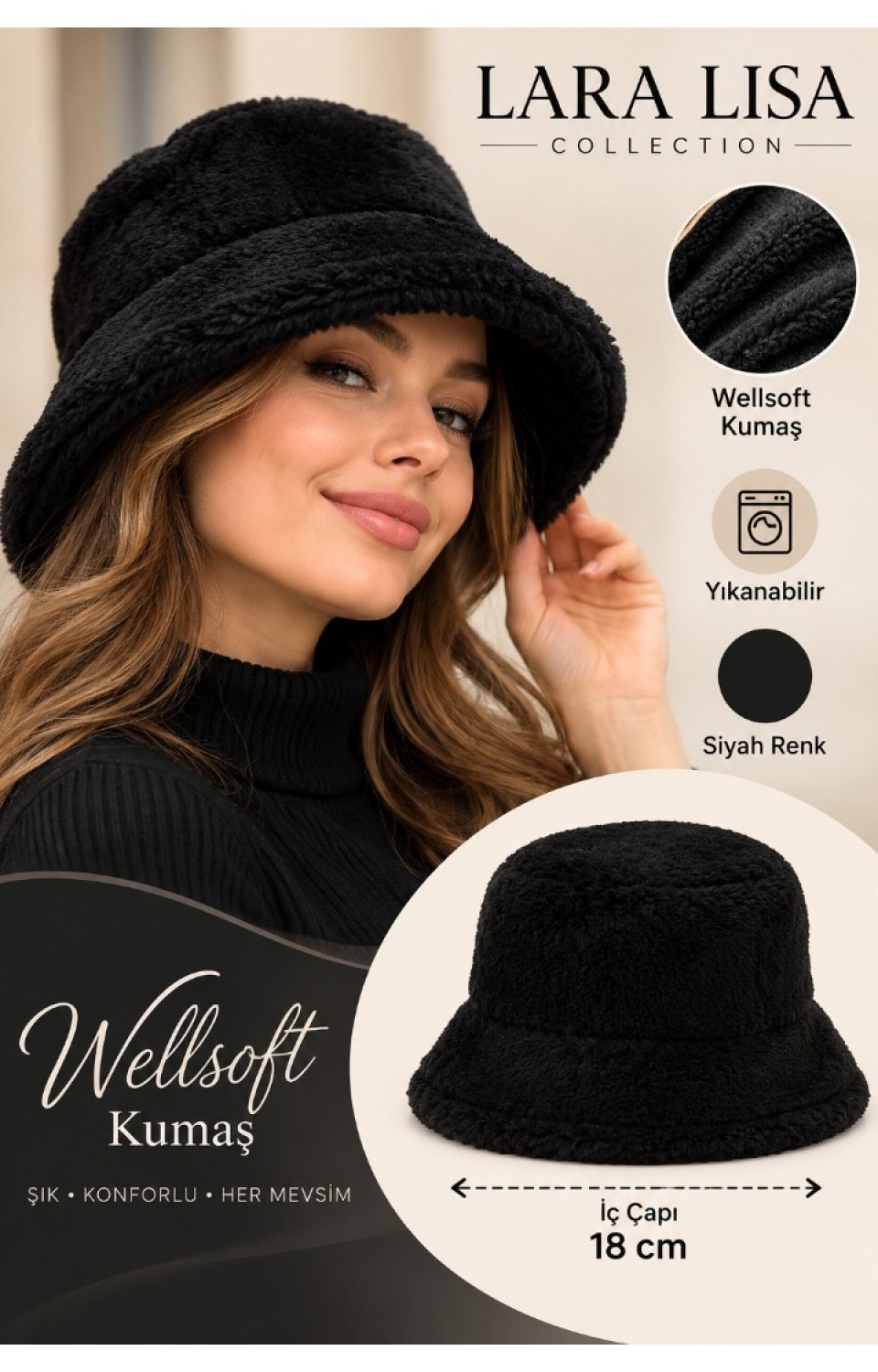 Yüksek Kalite Premium Wellsoft Şapka Siyah Yüksek Kalite Premium Wellsoft Şapka Siyah